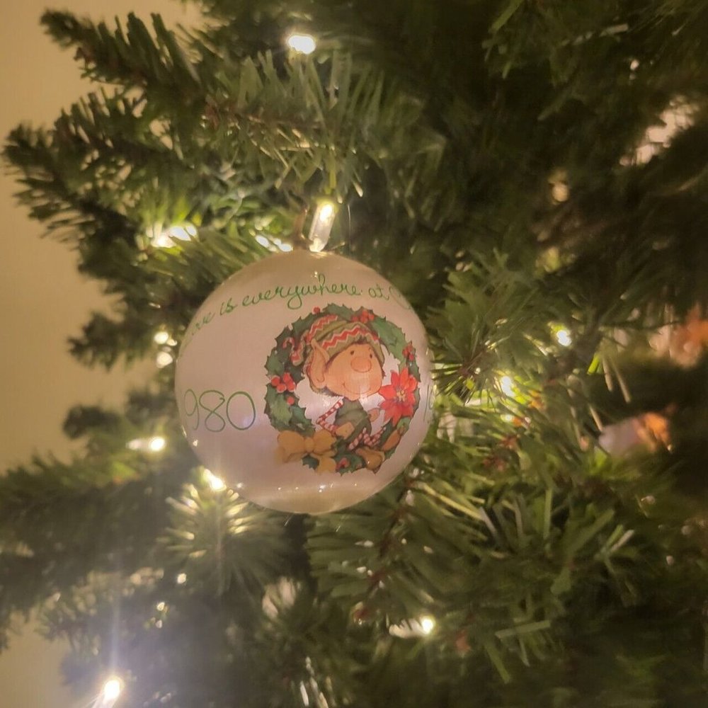 Vintage 1980 The Ornament Shoppe "Love Is Everywhere at Christmas" Satin Ball